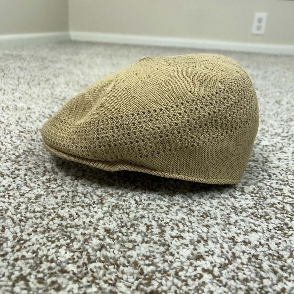 Vintage‎ KANGOL Hat Flat Cap Flex Mens Khaki Ventair 504 Tropical England 90s